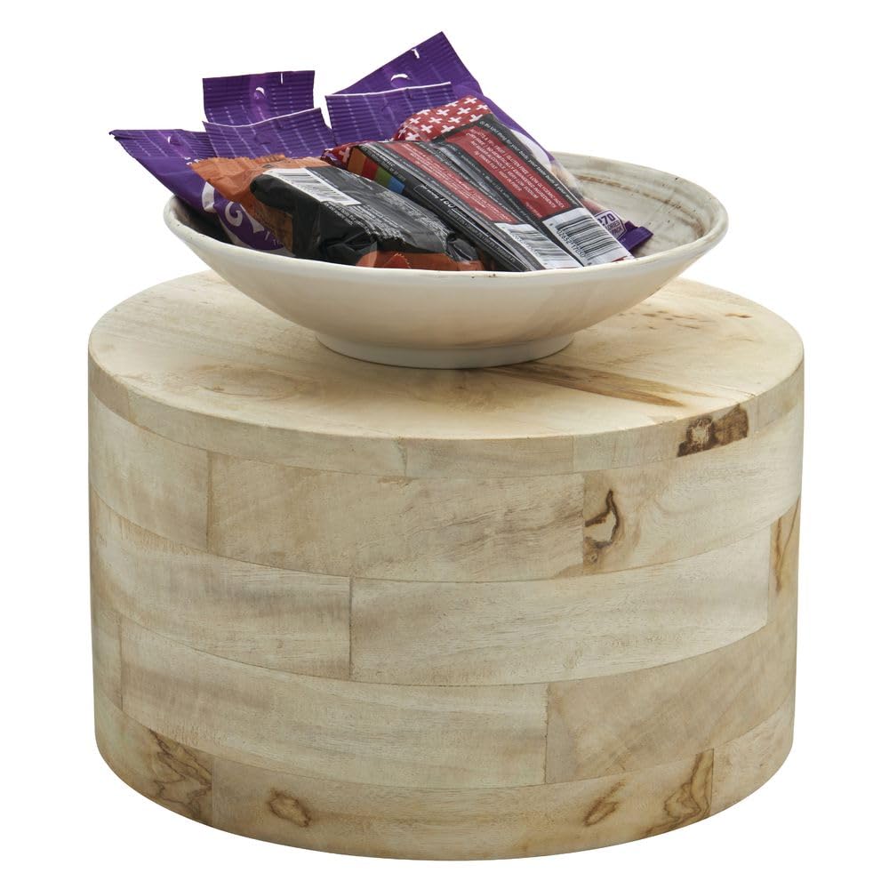 Round Mango Wood Riser - 12" Dia x 7" H by HUBERT – Wood, Natural