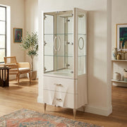 Display Cabinet Creamy Pearl with Glass Doors by Bison office – Solid; Manufactured Wood, Beige