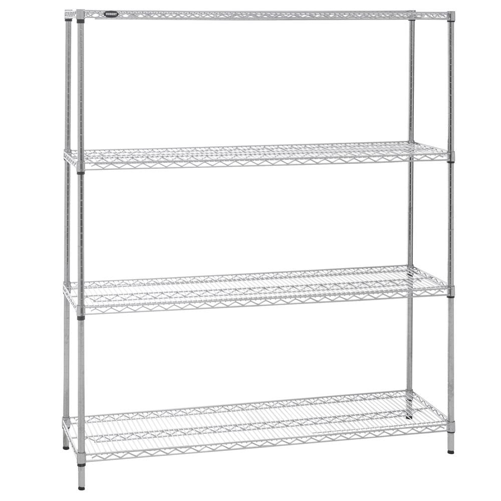 4-Shelf Chrome Plated Wire Shelving - 60" L x 18" W x 72" H by HUBERT – Wire, Chrome, Model 18602KTC