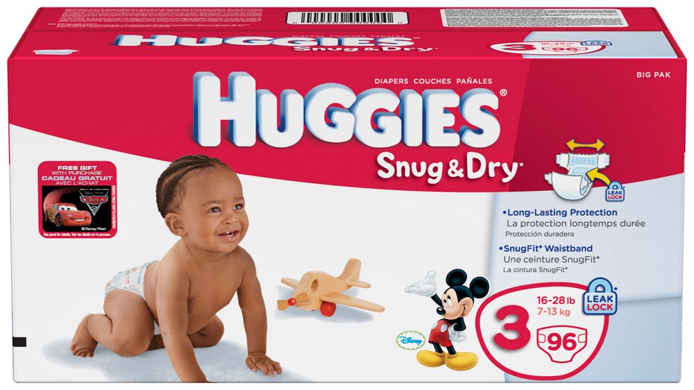 Snug & Dry Diapers by HUGGIES – Size 3, White, Model 11954