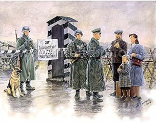 Master Box Checkpoint German Soldiers and Civilians with Sentry Box (6) Figure Model Building Kits (1:35 Scale) by Masterbox