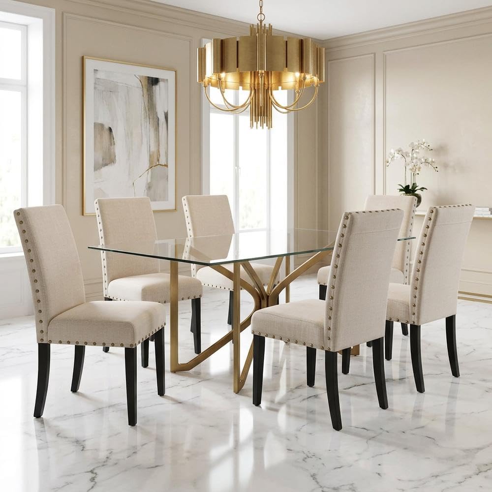 Solid Wood Dining Chairs Set of by Starlight Canyon Home – Solid + Manufactured Wood, Beige, Pack of 6