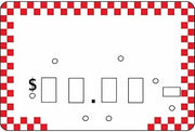 HUBERT Pricing Dial Tag Red Checked Plastic - 2 1/2" H x 4" L