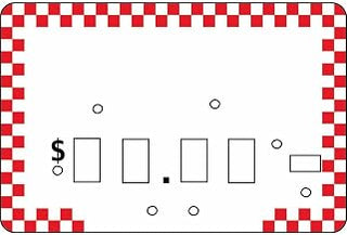 HUBERT Pricing Dial Tag Red Checked Plastic - 2 1/2" H x 4" L