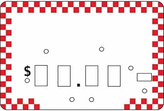 HUBERT Pricing Dial Tag Red Checked Plastic - 2 1/2" H x 4" L