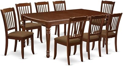 Furnifact Wood Veneer Dining Room Set with Butterfly Leaf Extendable Table and Upholstered Chairs, Kitchen Table Set for Breakfast Nook