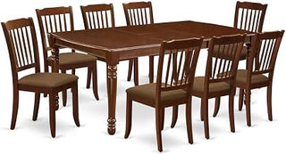 Furnifact Wood Veneer Dining Room Set with Butterfly Leaf Extendable Table and Upholstered Chairs, Kitchen Table Set for Breakfast Nook