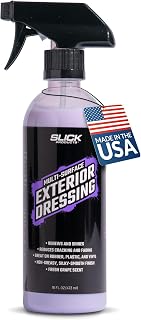 Slick Products Multi-Surface Exterior Dressing for Trim & Tires - 16 oz | Renews faded trim; tire dressing for a silky non-greasy shine; protects plastic, vinyl & rubber; fresh grape scent