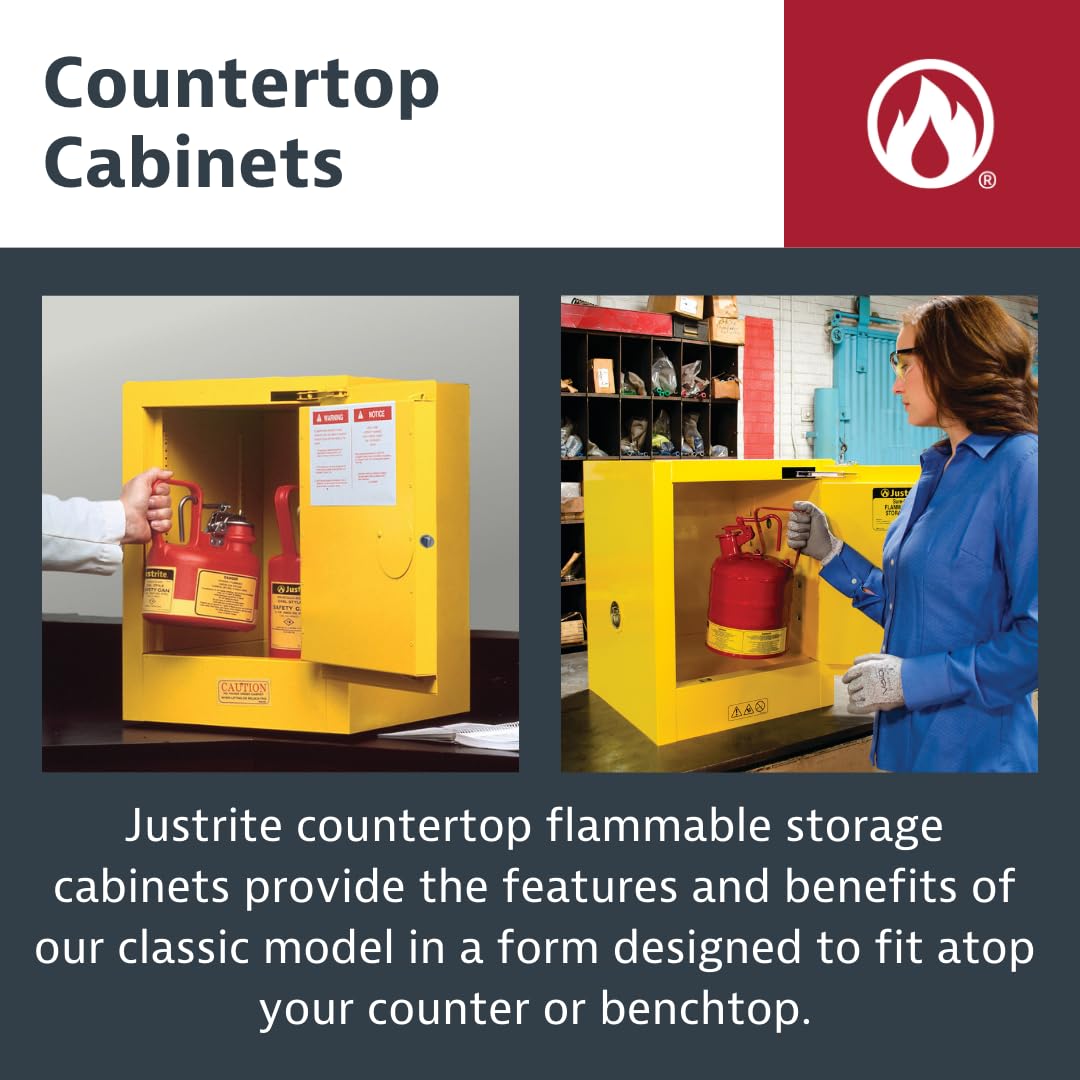 Justrite 12 Gallon / Manual-close / Yellow Cabinets