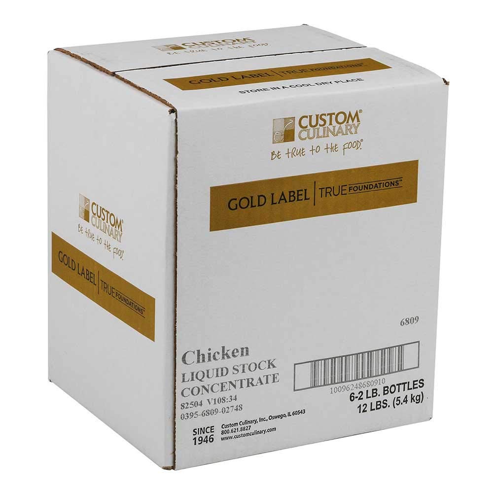 Gold Label Chicken Liquid Stock Concentrate by Custom Culinary – Pack of 6