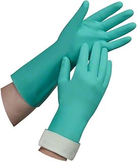 Flock-lined Ambitex Pro Nitrile Gloves CD-NTL650, Green, Textured Palm, Food-Safe, Latex-Free, 6 Pairs