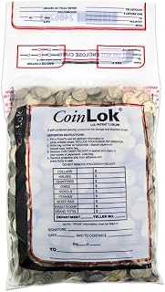 Controltek CoinLOK Tamper Resistant Coin Bag, Clear, 10"x19", 50 Bags