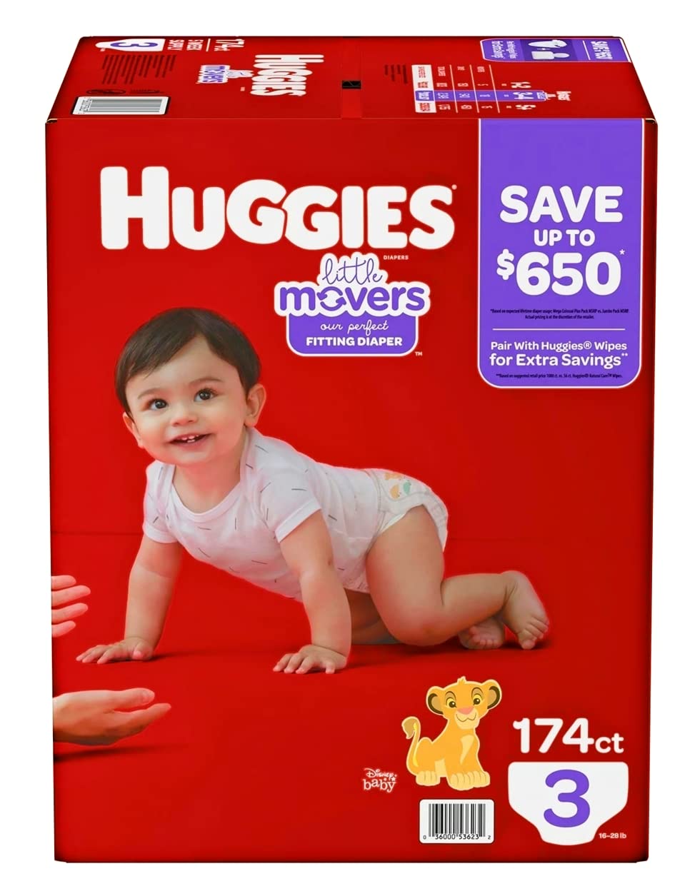 Little Movers Diapers Size 3-174 ct by HUGGIES – 174 Count (Pack of 1), Blend Of Polypropylene, Cotton, And Synthetic Materials, White, Pack of 174