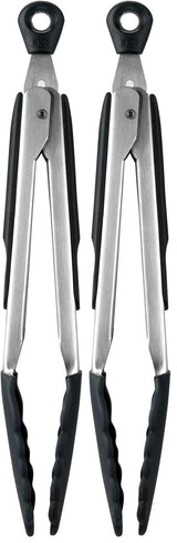 Good Grips 9-Inch Tongs with Silicone Heads by OXO – 9-Inch (Pack of 2), Stainless Steel, Negro, Pack of 2, Model 1101880V4UKE