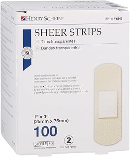 Henry Schein Sheer Strip Adhesive Bandages, 1" x 3", Sterile, 400 Ct