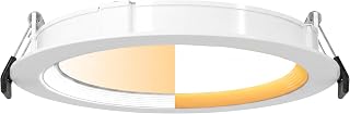 RAB Lighting WFRX-4R/NL 4 Inch Canless Recessed LED Lighting with Night Light Ultra Thin Wafer Light Dim to Warm Adjustable 5CCT Dimmable Ceiling Downlight (4 Inch, Smooth)