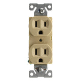 Commercial Duplex Receptacle by Hubbell – Nylon, Ivory, Pack of 10, Model BR15I10Z