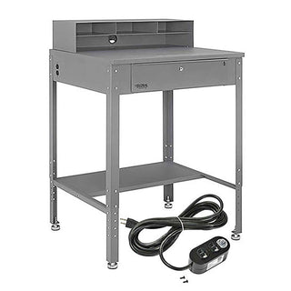 Flat Surfaced Shop Desk with Pigeonhole Riser & by Global Industrial – 34-1/2"W x 30"D, Steel, Gray, Model 319392AKIT
