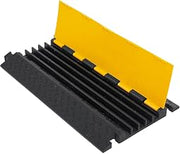 Global Industrial 5-Channel Industrial Cable Protector, 22,000 lbs. Cap., Black & Yellow