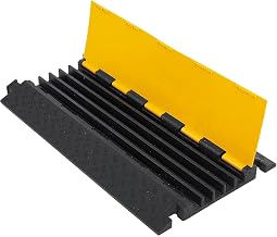 Global Industrial 5-Channel Industrial Cable Protector, 22,000 lbs. Cap., Black & Yellow