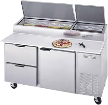 Beverage-Air 67" Pizza Top Refrigerated Counter with 2 Drawers