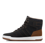 Men's Noah High-Top Retro Sneaker by Lee – 11, Faux Leather, Black/Cognac, Model M000261-0676