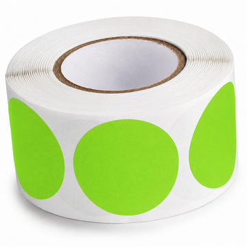 Fluorescent Green Round Inventory Labels by Glownary – 1.5 Inches, Semi-gloss Paper, Green, Pack of 500, Model 323fg112bc