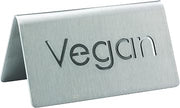 Laser Cut Table Tent Sign by Service Ideas – Stainless Steel, Silver, Model 1C-BF-VEGAN-MOD