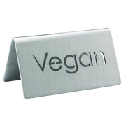 Laser Cut Table Tent Sign by Service Ideas – Stainless Steel, Silver, Model 1C-BF-VEGAN-MOD