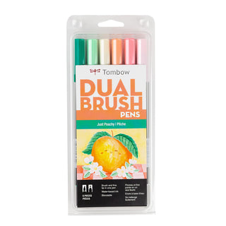 Dual Brush Pen Art Markers by Tombow – 1 Count (Pack of 6), Plastic, Nylon, Just Peachy, Model 56239