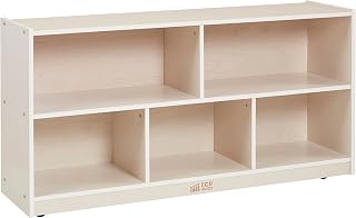 ECR4Kids 5-Compartment Mobile Storage Cabinet, Toddler, Classroom Furniture, White Wash
