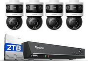 REOLINK Triple-Lens PoE Security Camera Outdoor, 10MP 180° Panoramic & 4K PT with Auto Tracking, 8CH Network Video Recorder for Home Security Camera System, OMVI 3i PoE x4 Bundle with RLN8-410