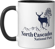 North Cascades - Funny Nature Mother's Father's Day Birthday Ceramic Mug, Black/White