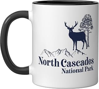North Cascades - Funny Nature Mother's Father's Day Birthday Ceramic Mug, Black/White