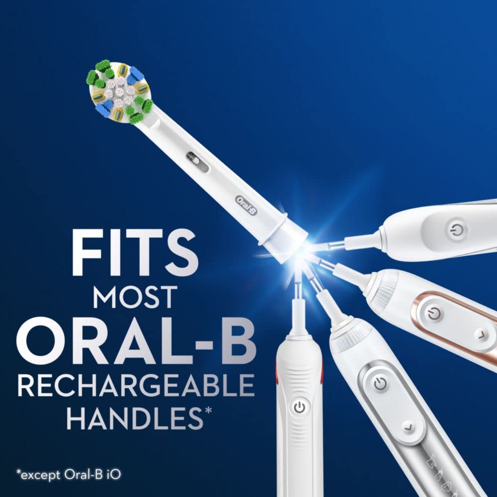 FlossAction Electric Toothbrush Replacement Brush Heads Refill by Oral-B – 2 Count (Pack of 1), Nylon, White