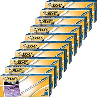 BIC Cristal Xtra Smooth Ball Pen 12Count Medium Point 1.0mm Blue, 10-DOZEN (MS11BE)