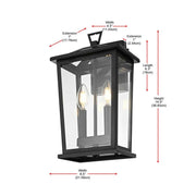Berks Two Light Outdoor Wall Sconce Black by Lighting Design – Iron, Black