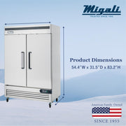 Two Door Reach-In Freezer by Migali – 43.2 cubic_feet, Stainless Steel, Model C-2F-HC