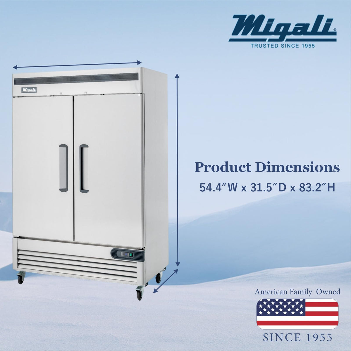 Two Door Reach-In Freezer by Migali – 43.2 cubic_feet, Stainless Steel, Model C-2F-HC