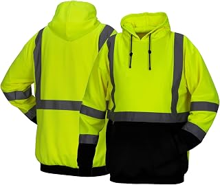 Pyramex RSSH3210 TALL Series Hi Vis Lime Sweatshirt Hoodie With Black Bottom