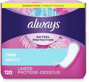 Always 10796PK Dailies Thin Liners, Regular, 120/Pack