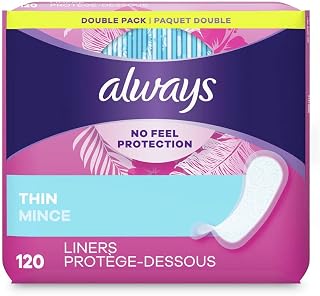 Always 10796PK Dailies Thin Liners, Regular, 120/Pack