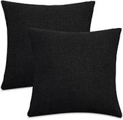 Michael Amini Shepard Black Square Throw Pillow Set of 2 with 100% Polyester Cover, Soft and Durable Decorative Cushions for Living Room, Bedroom, Sofa, Chair Support