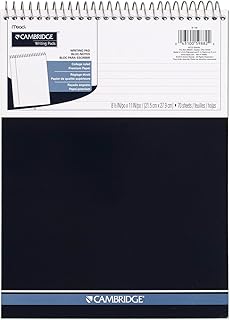 Cambridge Spiral Notebook, College Ruled Paper, 8-1/2" x 11", 70 Sheets, Top Bound, Navy (59882)