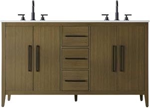 Elegant Kitchen and Bath 60" Double Bathroom Vanity in Chestnut Brown