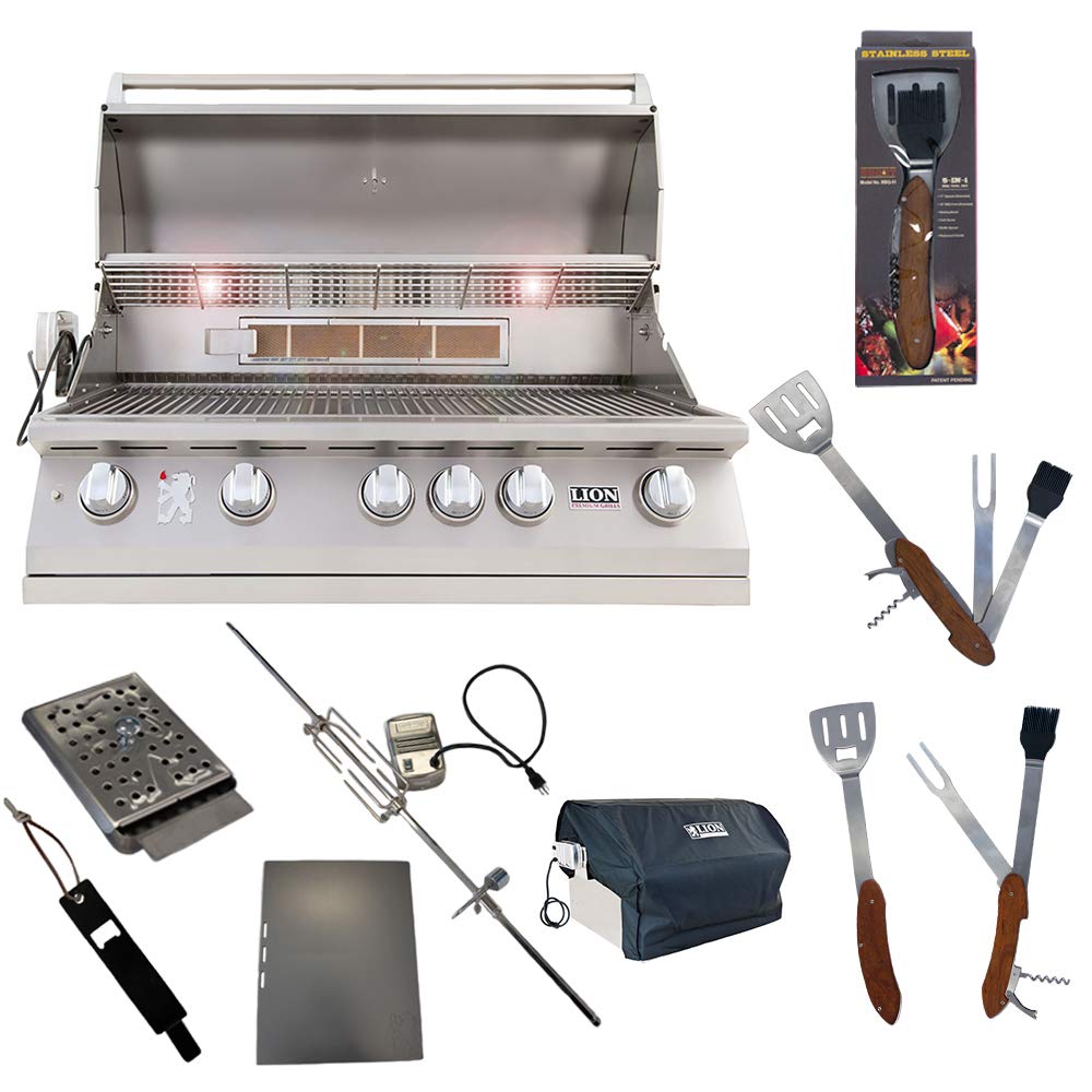 40-Inch Natural Gas Grill with Exclusive Best of Backyard Gourmet Package by Lion Premium Grills – Stainless Steel, Model L90000