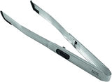 Kuhn Rikon Stainless Steel SoftEdge Locking Tweezer Tongs with Silicone Edge, Black