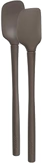 Tovolo Flex Core Mini Silicone Spatula Spoonula Set of 2 for Cast Iron Non Stick Cooking & Baking, Dishwasher Safe Spatula & Spoonula Silicone Heat Resistant BPA Free Kitchen Utensil, Charcoal Gray