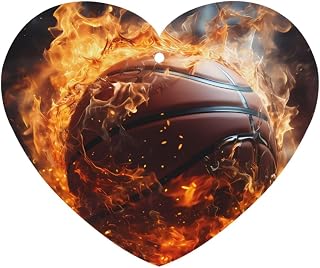 Basketball On Fire And Water Flame Splashing Heart Shape Car Aromatherapy Tablets (Pack Of 4)