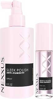 Nexxus Anti-Humidity Spray Epic Shine 8 oz & Ultra Lightweight Hair Oil Repair & Nourish 3.3 fl oz Bundle